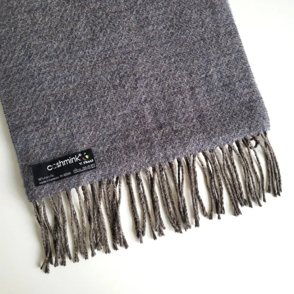 V. FRAAS Cashmink Scarf Brown & Blue with Fringe